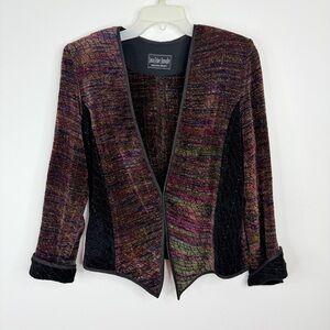 Vtg Laura Fisher-Bonvallet Soft Chenille Multicolored Blazer Shoulder Pads Sz‎ 1
